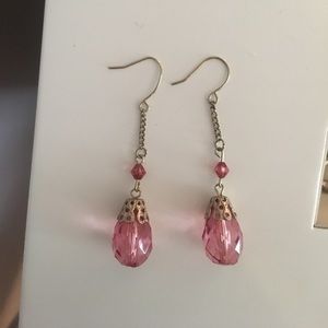 pink vintage jeweled dangly earrings!